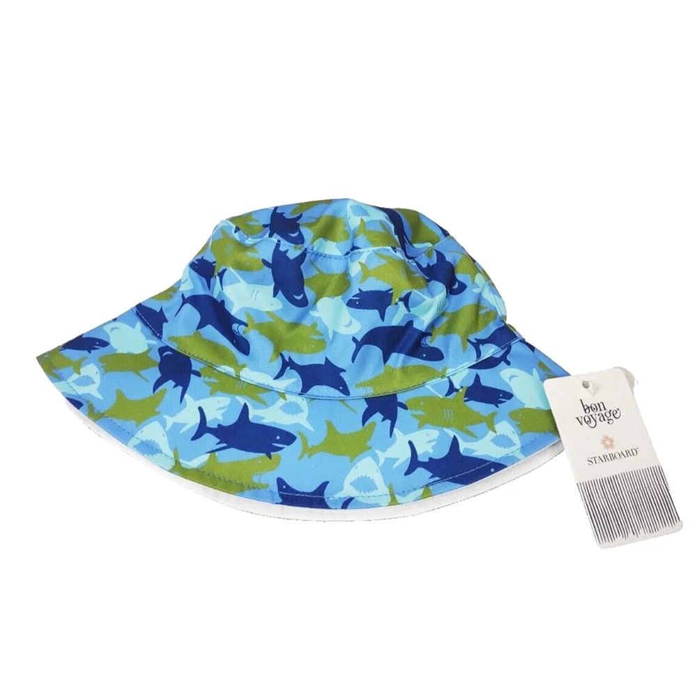 Bon Voyage Kids Size Sharks Reversible Bucket Hat Carnival Cruise Polyester OSFA
